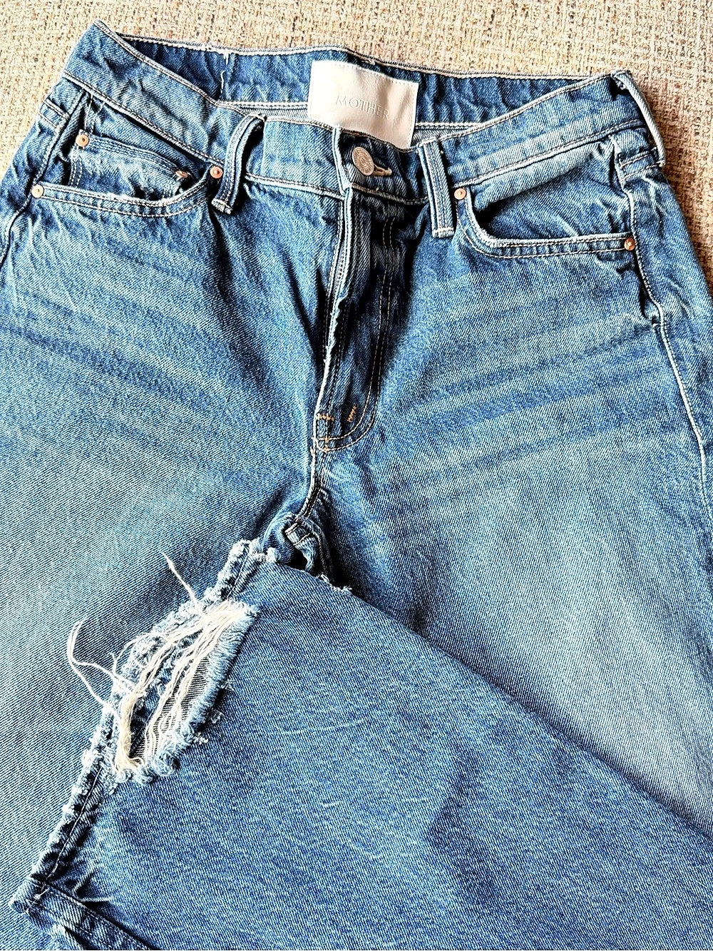 Mother Lil' Reifer After Midnight Straight Leg Jeans in Blue Waist 27 -Never wor